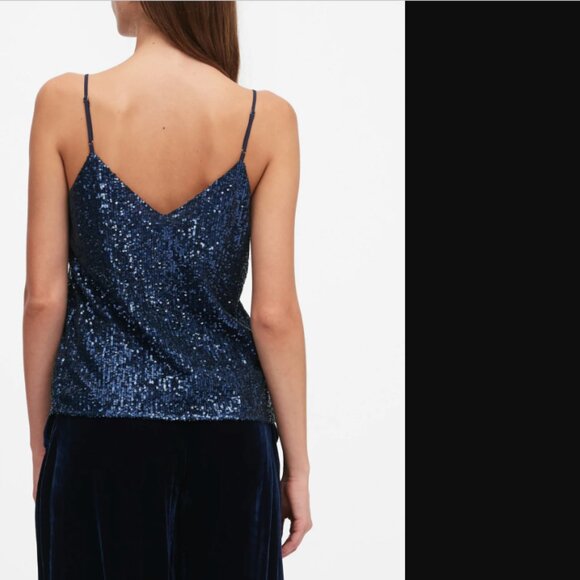 Banana Republic Blue Sequin Top Size Small Camisole Tank Party Evening Womens - Picture 5 of 9